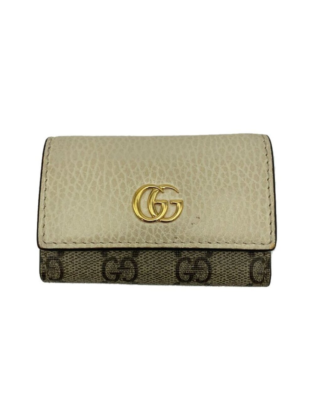 Gucci Key Case Wallet Leather Beige Cream